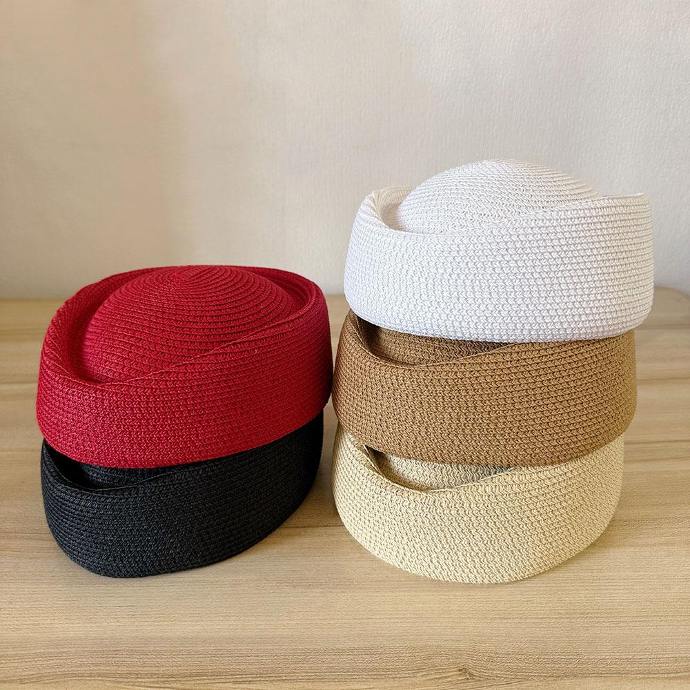 Ins Blogger Sun Hat Summer Flat Beret Women Water Droplet Flight Attendant Hat Circle Concave Top Church Derby Party Pillbox Hat