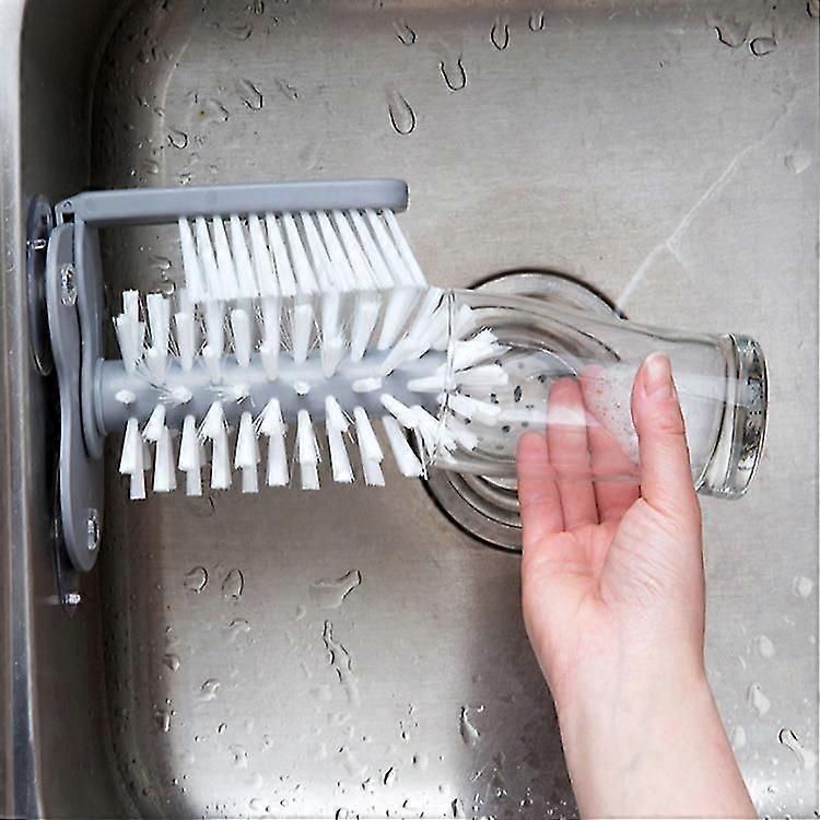2-in-1 Tassenreiniger Glasreiniger Flaschen Bürste Spüle Küchenzubehör Getränk Weinglas Saugnapf Reinigungsbürste Gadget