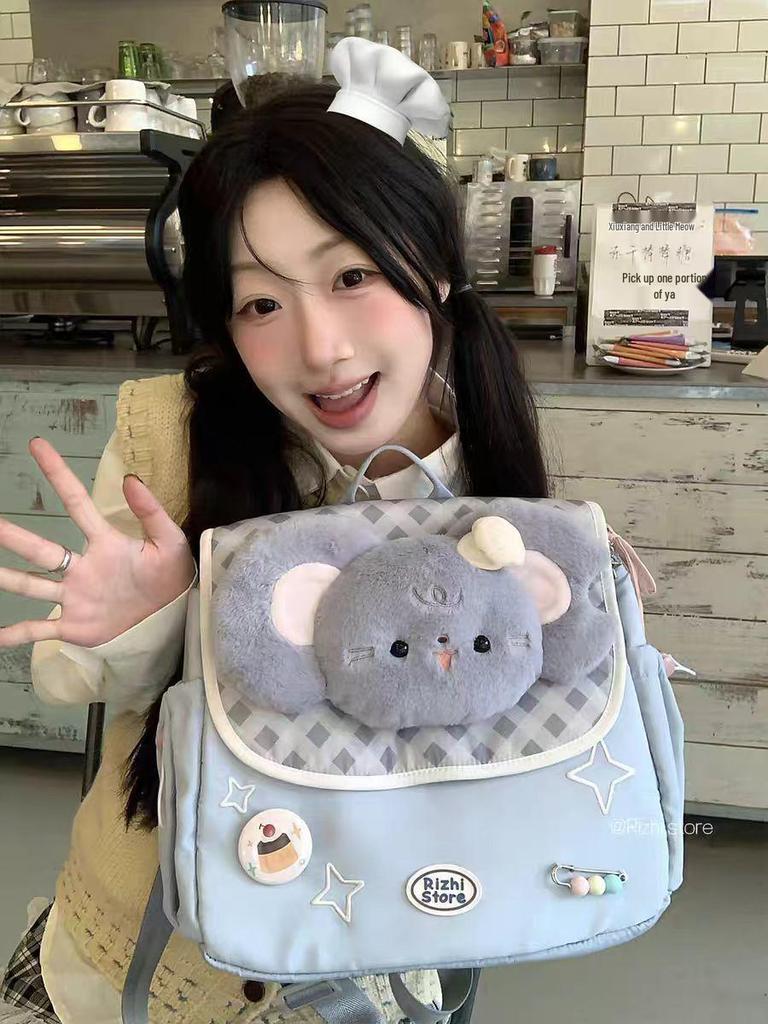 Mori-Style Large-Capacity Cartoon Doll Backpack for Junior and Senior High Students