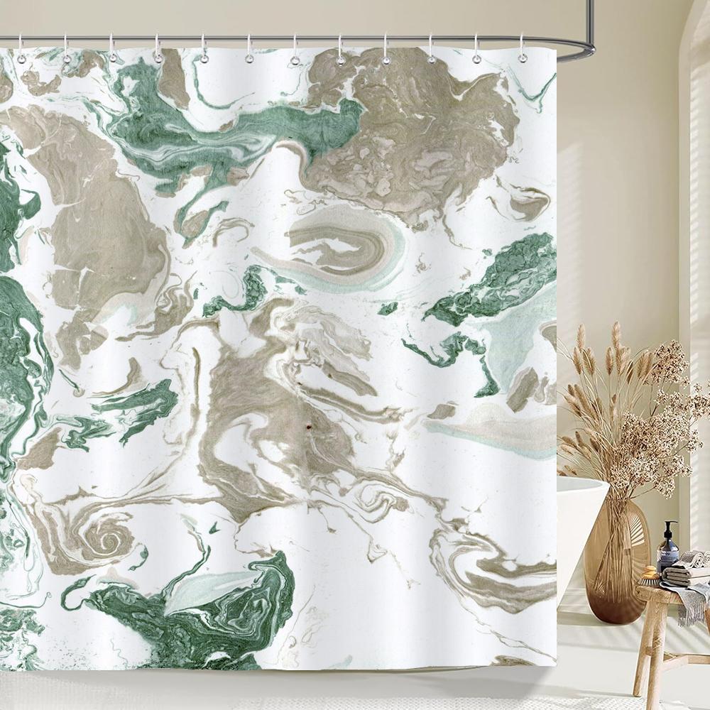 1 Pcs Shower Curtain Color Stripe Printed Bathroom Curtain Polyester Cloth Waterproof Home Decoration Curtain With Hooks