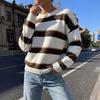 Europe, America 2026 Autumn and Winter New American Retro Style Knitted Sweater Loose Shoulder Long Sleeve Crew Neck Striped Sweater