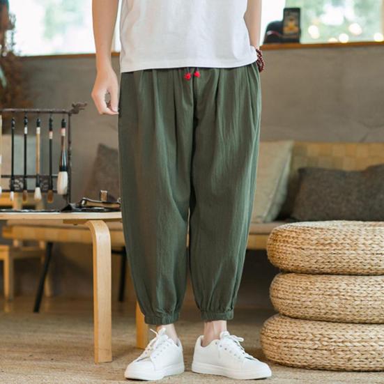 Men Summer Pants Chic Pockets Pleated Men Summer Pants Pure Color Men Harem Pants Men Summer Pants Male Clothes