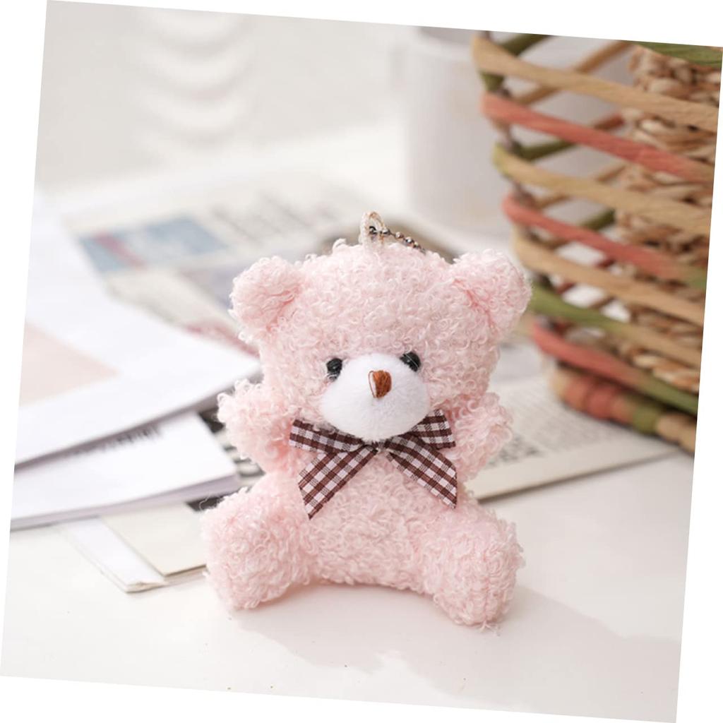 STOBOK Set Bear Cute Plush Bag Mini Animal Hanging Small Accessories 12-Piece Keychains, Charms, 3.1-inch Pendants, Decorations,