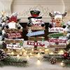 Wooden Holiday Signs for Home Christmas Table Decoration, Rustic Tabletop Sign, Vintage Farmhouse Decorative Tiered Tray Decor Desktop Plaque