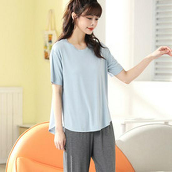 Women's Summer Modal Short Sleeve & Shorts Ice Silk Pajama Set - Breathable Casual Wear