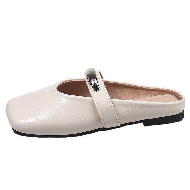 French Flat-bottomed Bag Head Half Slippers Women's Summer Wear 2025 New One-pedal Lazy Pregnant Women Muller Cool Slippers