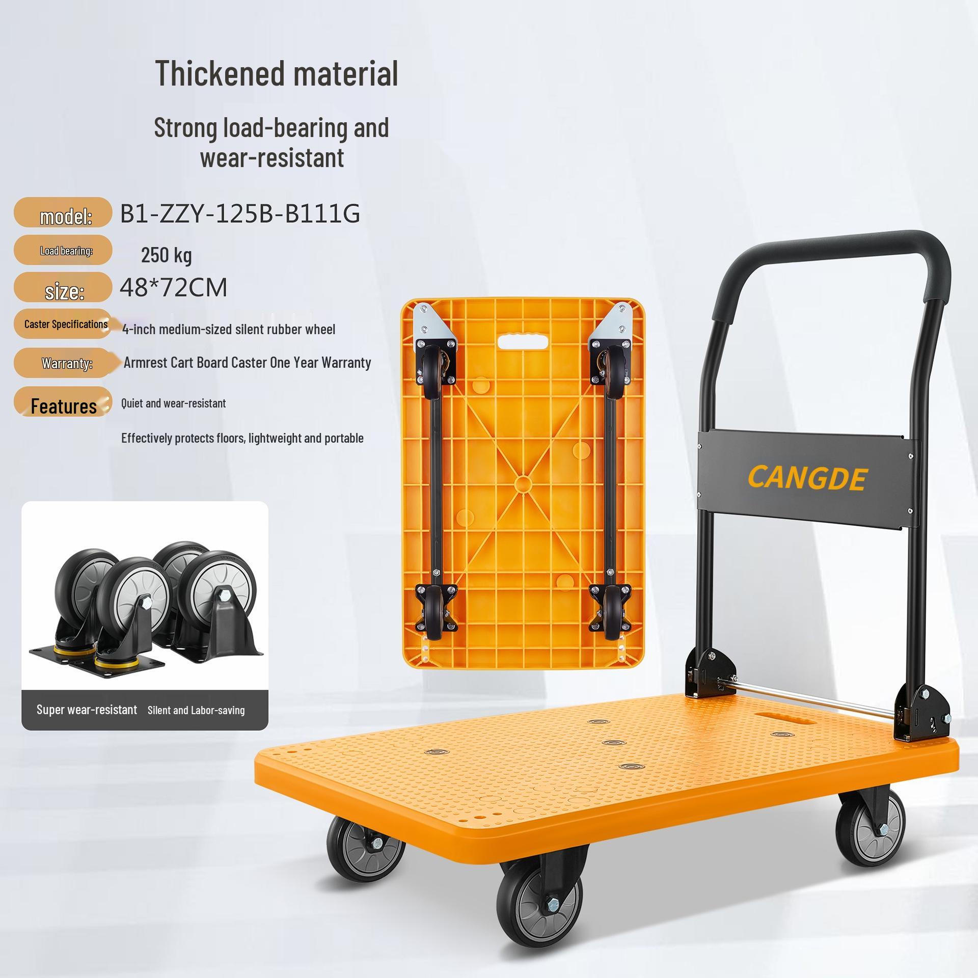Compact Folding Trolley: Portable Silent Hand-Pull Cart for Home and Cargo 120*65