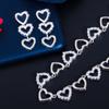 CMM Romantic Heart Shape Link Cubic Zirconia White Gold Color Choker Náhrdelník Soupravy
