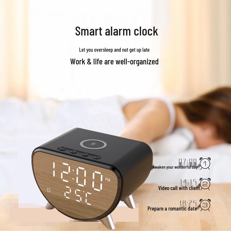 3-in-1 Wireless Charger & Alarm Clock with Thermometer - 15W Fast Charger for Apple Phones