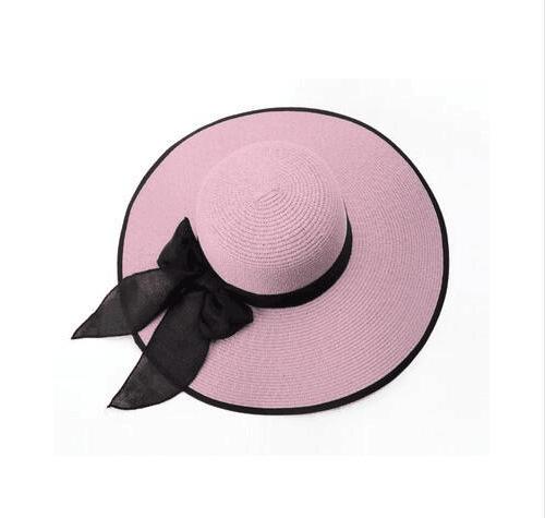 Sun hat women's summer tide versatile sunscreen outdoor outing big edge sun hat foldable seaside beach butterfly straw hat