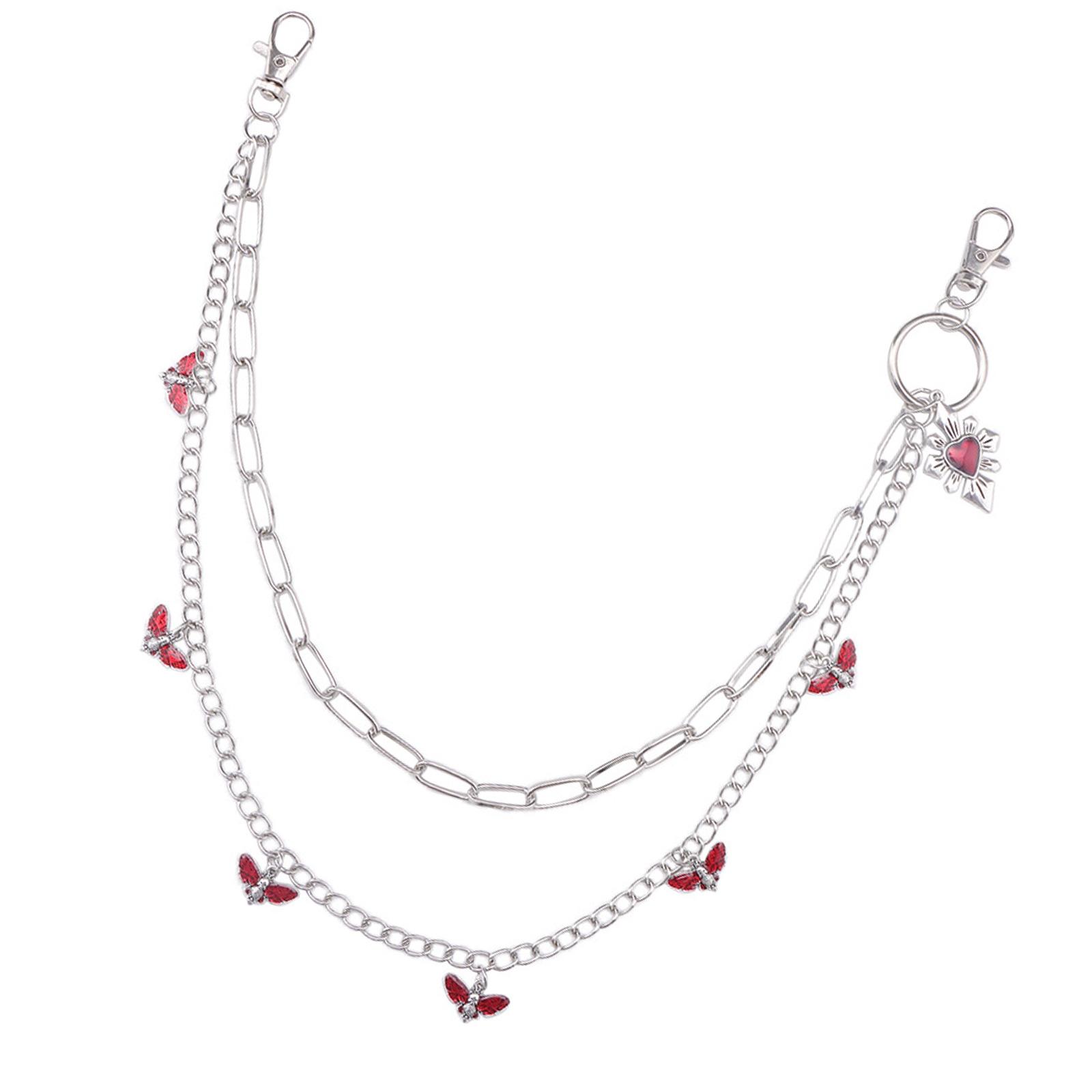 

Fashion Waist Chain with Crossed/Heart Pendant Female Waist Chain Eye Catching Pants Pendant Chain Cool Trousers Chain 1