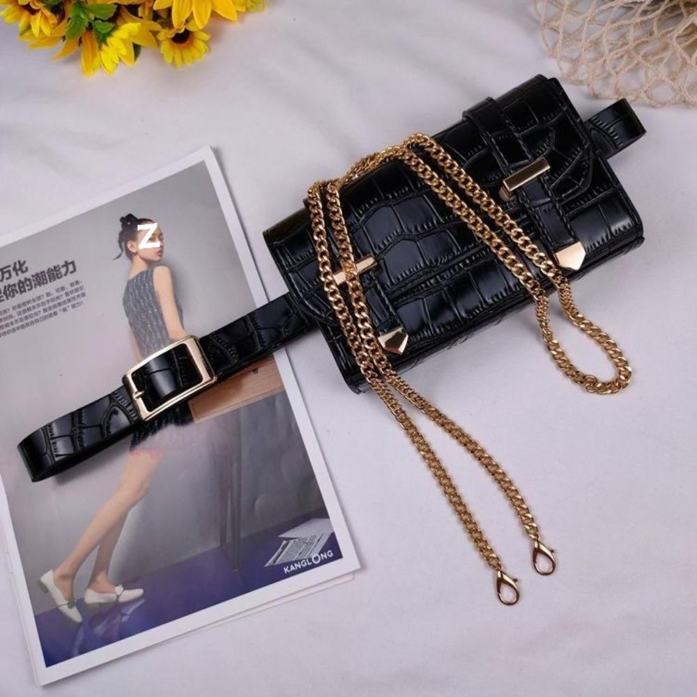 Punk style belt fanny pack women's detachable crossbody chain pouch decorative belt mobile phone bag