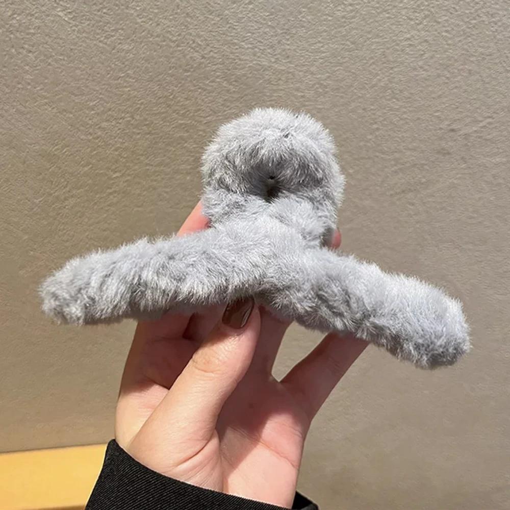Inverno Faux Fur Pinza per Capelli per Donne Elegante Acrilico Granchio Barretta Fermaglio Capelli Accessori Capelli da Ragazza Copricapo Peloso Clip Pinza per Capelli