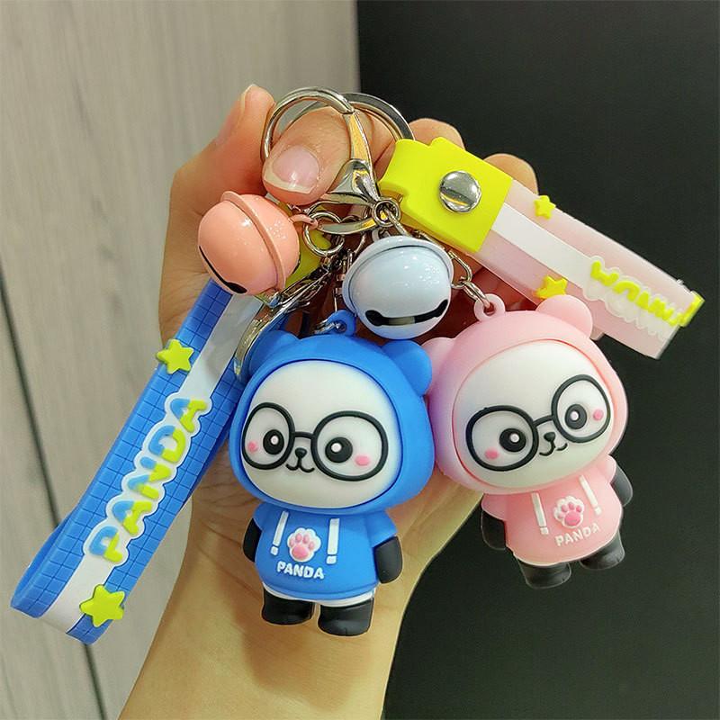 Adorable Cartoon Hoodie Panda Keychain Cute Silicone Key Ring Fashion Gift
