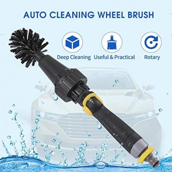 

Automatic Water-Fed Wheel Tire Cleaning Brush, Car Scrubber with Garden Hose Connection for Motorcycles, RVs, Trucks