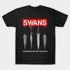 Men Black Print T-shirt Swans - Soundtracks For The Blind No-Cut Transfer Paper Print Cotton Tshirt