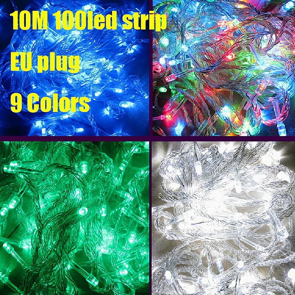 10M 100LED Home Decoration Holiday Light RGB Led Outdoor Party Wedding Christmas Lightings Garden Lights 220V EU 110V US Plug