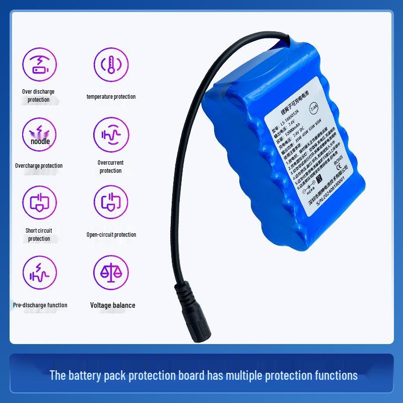 18650 7.4V High Capacity Lithium Battery Pack - Energy Storage & Customizable.