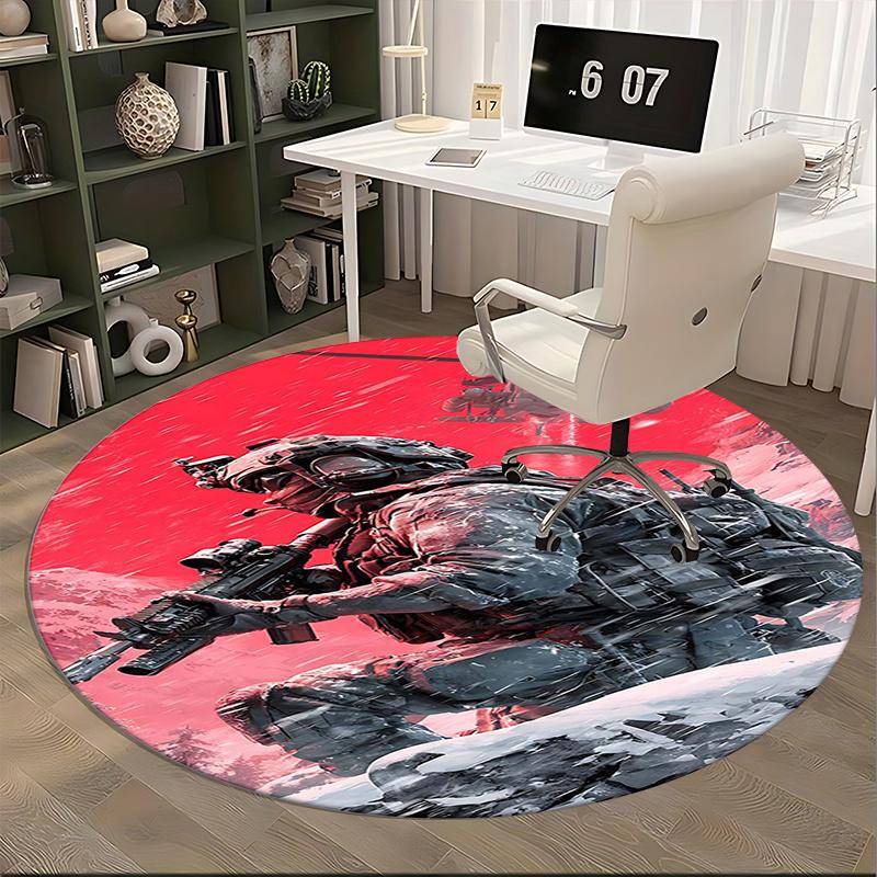 Call of Duty Chair mat Round Rug-Office carpet, Machine Washable, Non-slip, Suitable for Living Rooms, Bedrooms