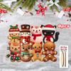 8pcs 2D Flat Gingerbread Cat Tree Toppers -Christmas Ornaments with Hanging Loop Artificial Wood Holiday Decoratio for Xmas Tree