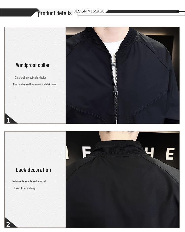 Men's Trendy Baseball Collar Bomber Jacket for Spring/Autumn 2025