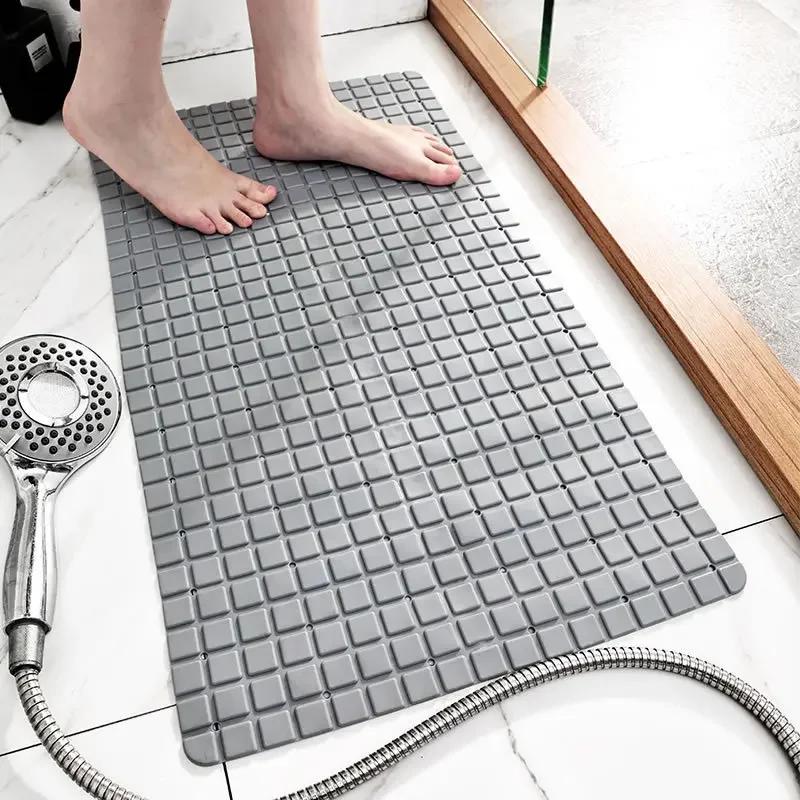 Bathroom PTE anti slip shower mat massage mat with suction cup quick drain bath mat floor cushion with drain hole bath carpet