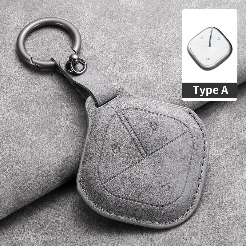 

Leather Car Remote Key Case Cover Shell For Sgmw Wuling Bingo Airev For Baojun Ev Kiwi Car Key Protector Shell Accessories