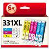 SANCTink Tintenpatronen für Canon 331 Tintenpatronen für Canon PIXMA und TS8530 Drucker BCI-331XL (6 Pack) - Hohe Reichweite, Extra-Niedrige Kapazität TS8730,
