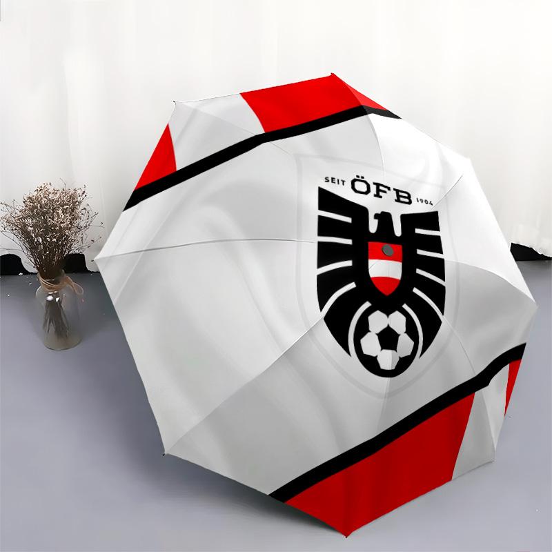 Austria national football team pattern, automatic folding umbrella, portable and foldable design, 8 ribs, a Christmas or birthday gift.