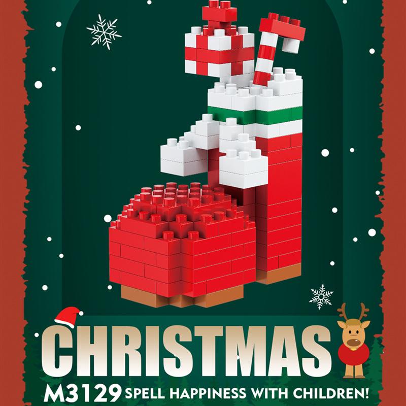 Christmas Village House Moc Building Blocks Toys for Children 8 To 12 Years Old  Mini Blocks Construction Set Santa Claus Bricks