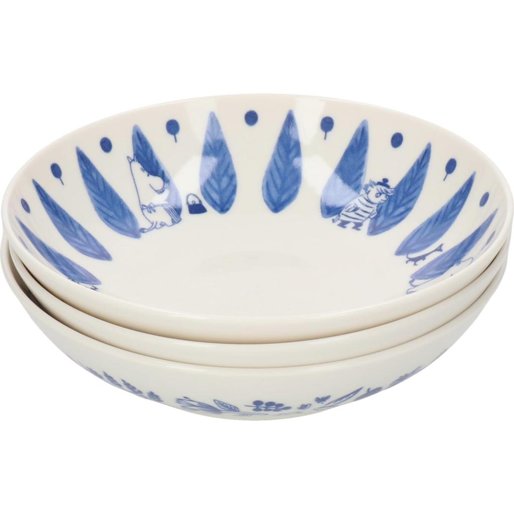 MOOMIN Bowl Plate 17cm 3 Piece Tableware Set Scandinavian Goods Moomin Goods Day Present Made in Japan "Blue Flora" Mother's MM7000-76