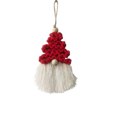 Boho Style Macrame Christmas Tree Tassel Pendant Cotton Woven Handmade Handwoven Christmas Tree Pendant Santa Decorative Party
