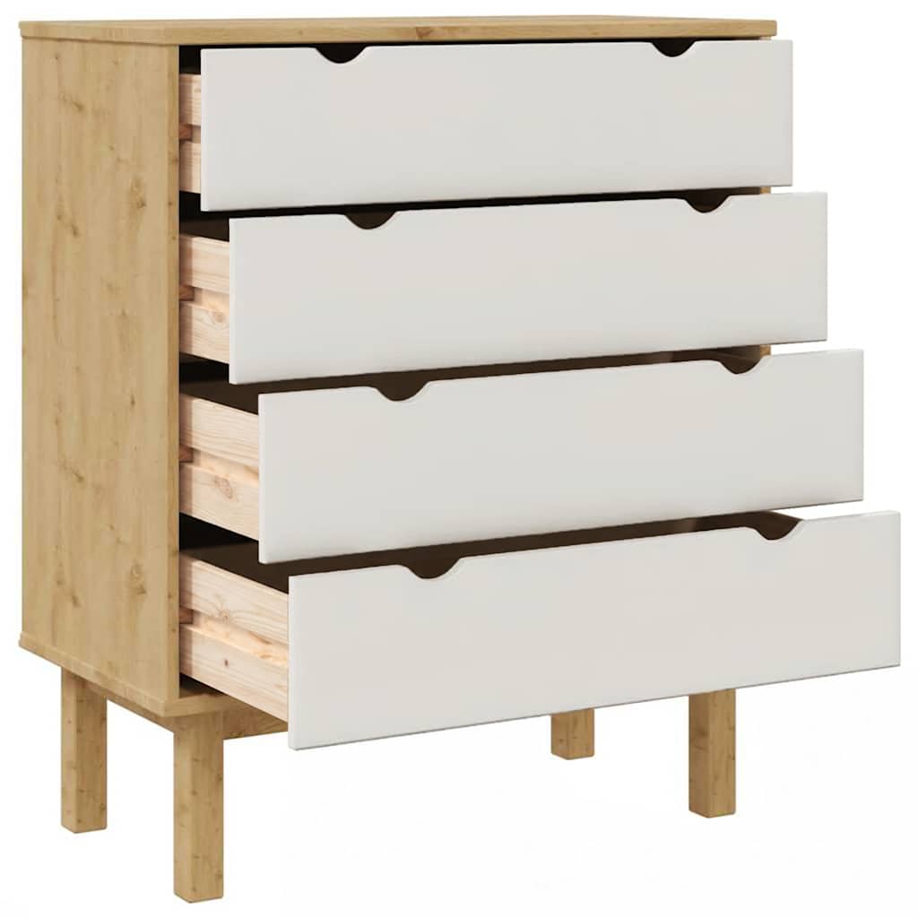 OTTA Drawer Cabinet Brown & White 76.5 x 39.5 x 90 cm Solid Wood