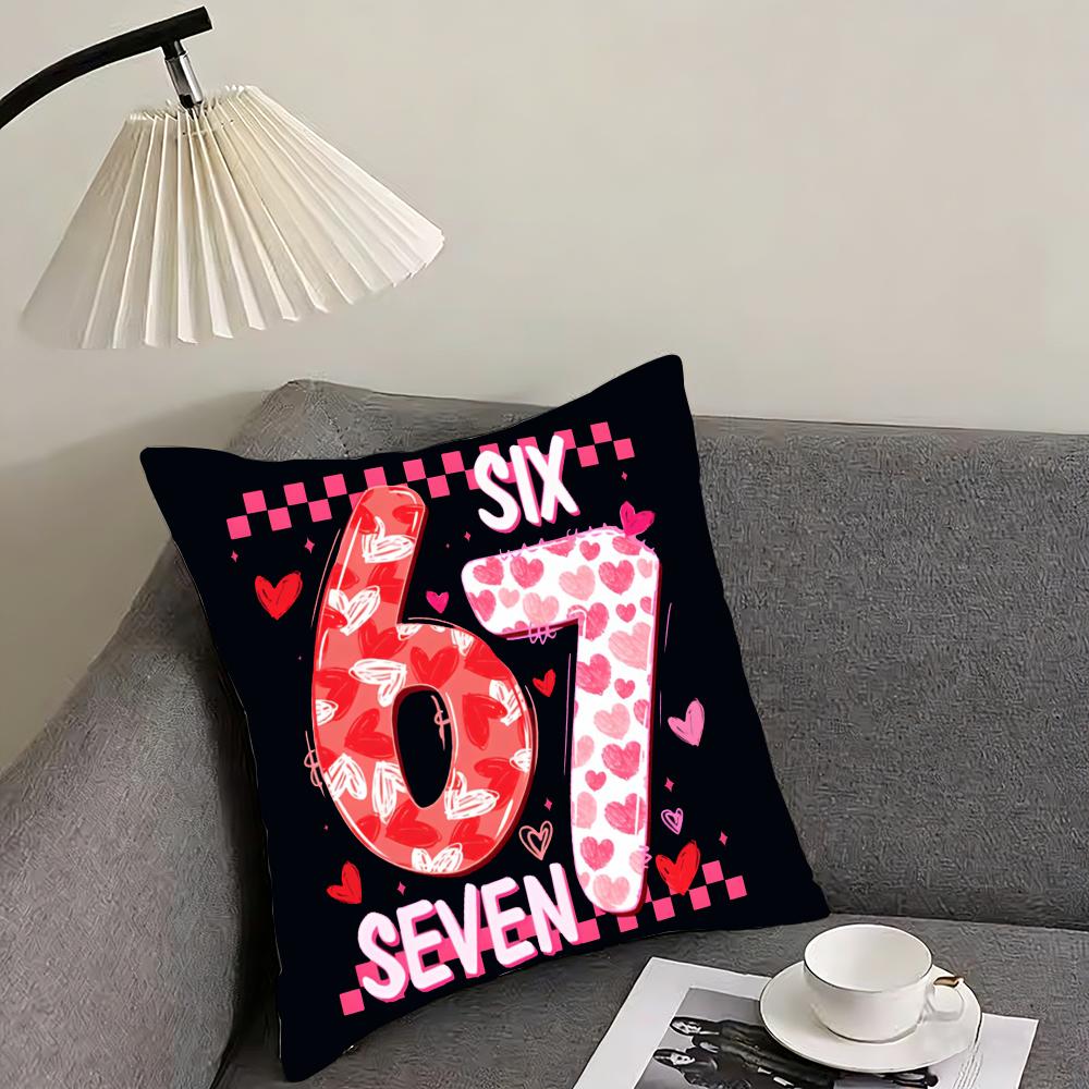 Funny 67 six seven Cushion Cover Elegant Comfort Pillowcase Sofa Bed Doublesided Printed Invisible Zipper Home Decor