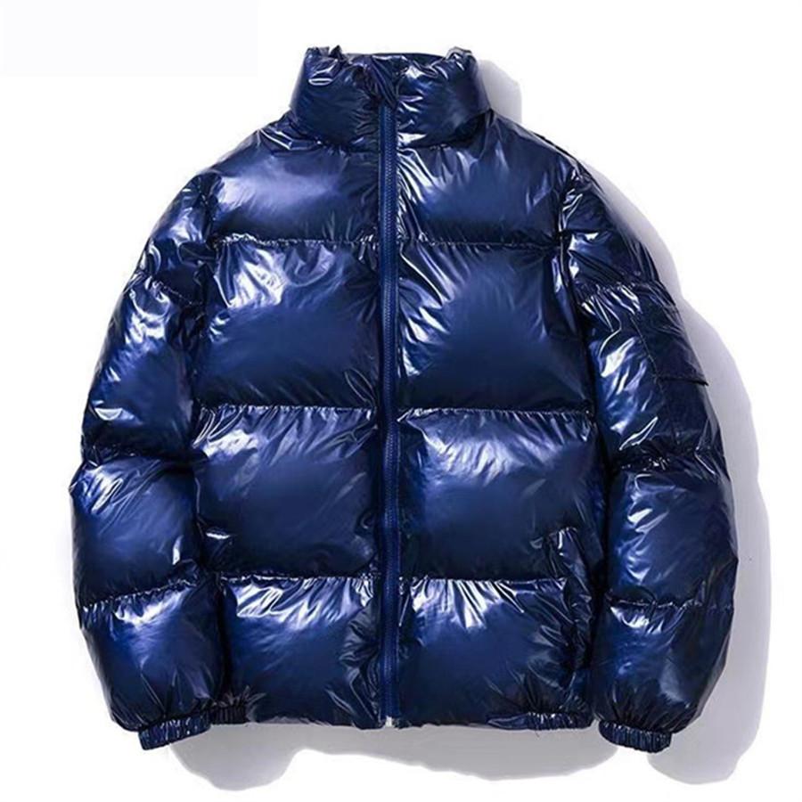 Lesklá vycpaná bunda Muži Volná Parka Hip Hop Streetwear Silná větrovka Zimní Teplý Kabát Stojánek Límec Svrchní oblečení Pánské oblečení