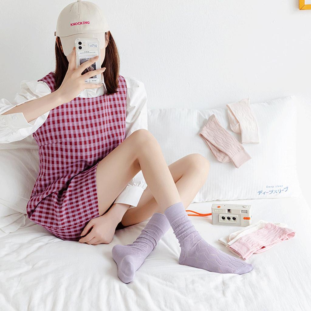 Yazon Summer Cute Lace Thin Cotton Colorful Stylish Casual Breathable and Cool Socks for Loose Sizes Set Women's Socks, Socks, Socks, Socks,