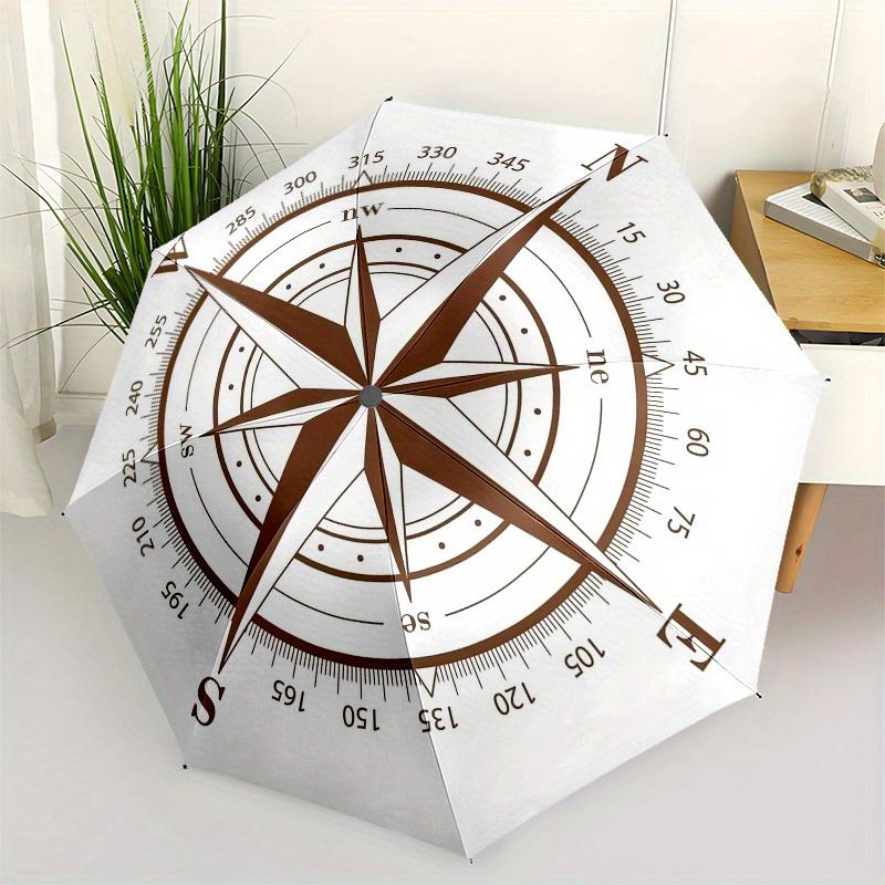

Compass Direction-themed, Eight-ribbed, Self-folding Umbrella Is Suitable for Everyday Outdoor Use and Is An Ideal Gift for Friends and Fami