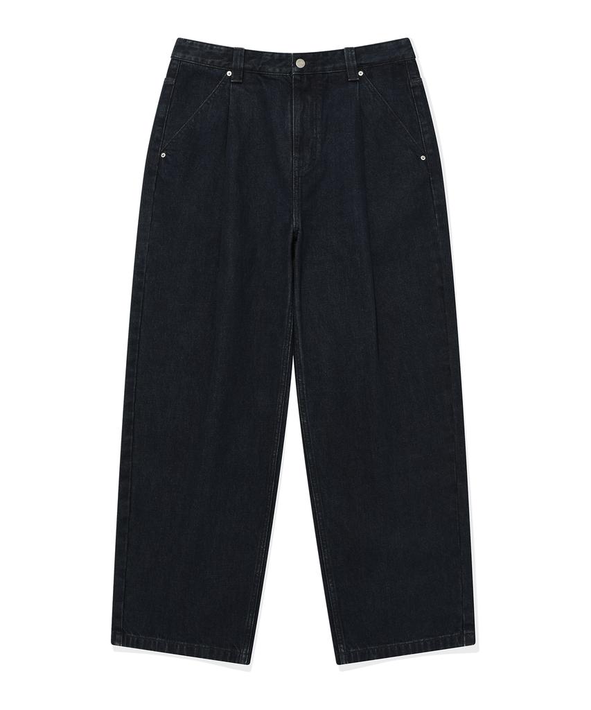 COVERNAT Denim One-Pleat Wide Pants Navy