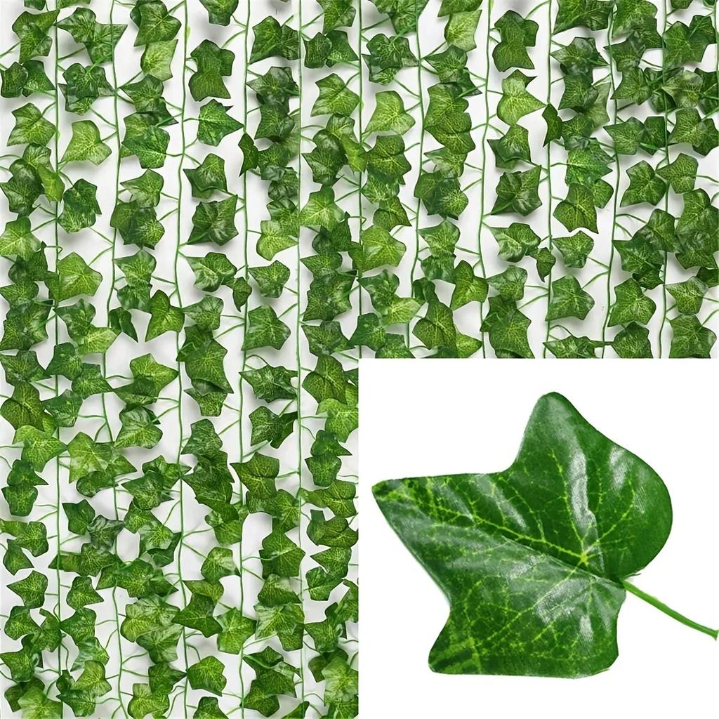 Artificial Ivy Fake Green Leaves Artificial Rattan Vine Hanging Climbing Leaves for Garden Wedding Party Decoration Fake Plants