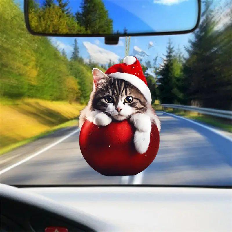 

Новое акриловое забавное украшение на рождественскую елку в виде собаки, милый мультяшный кот, праздничная подвеска на рождественскую елку, установка на автомобиль A2
