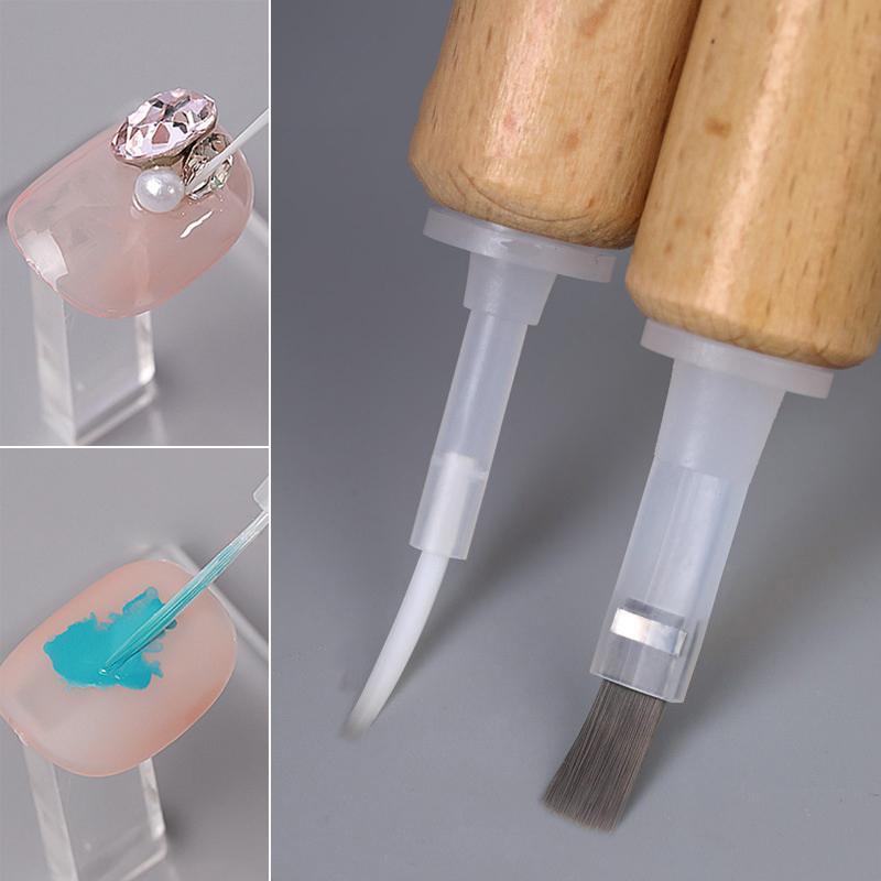 40/60 Pcs Nail Polish Brush With Double Head Pen Can Replacement Head Brush Nail Brush Liquid Applicators Manicure Tools