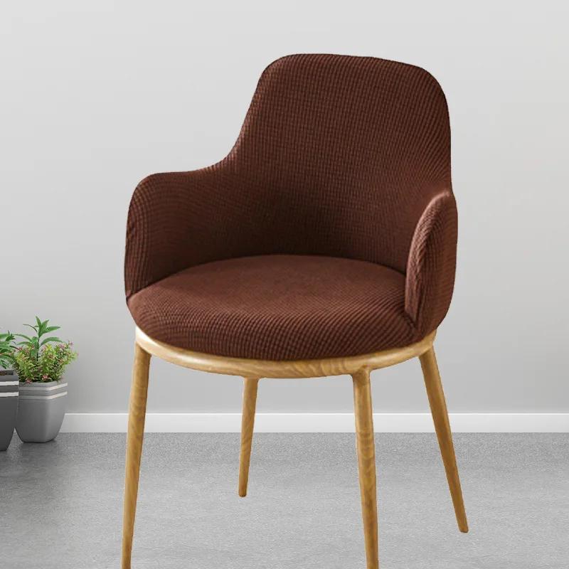 Solid Color High Arm Chair Cover Stretch Dining Chair Slipcover Fundas Para Sillas Makeup Spandex Round Bottom Chair Covers