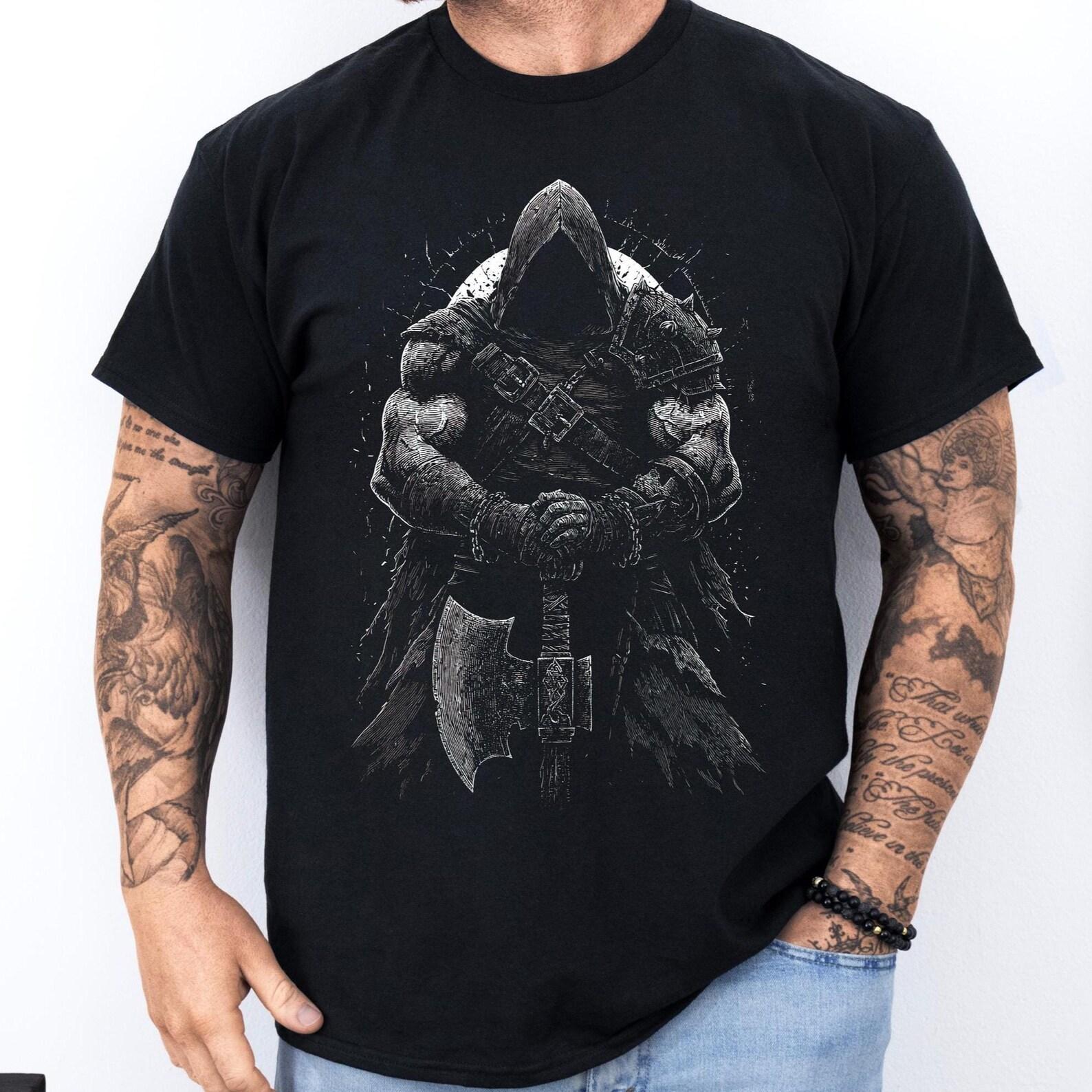 Medieval Executioner Shirt: Gothic Dark Warrior Tee | Hooded Axe Unisex T-Shirt 4XL