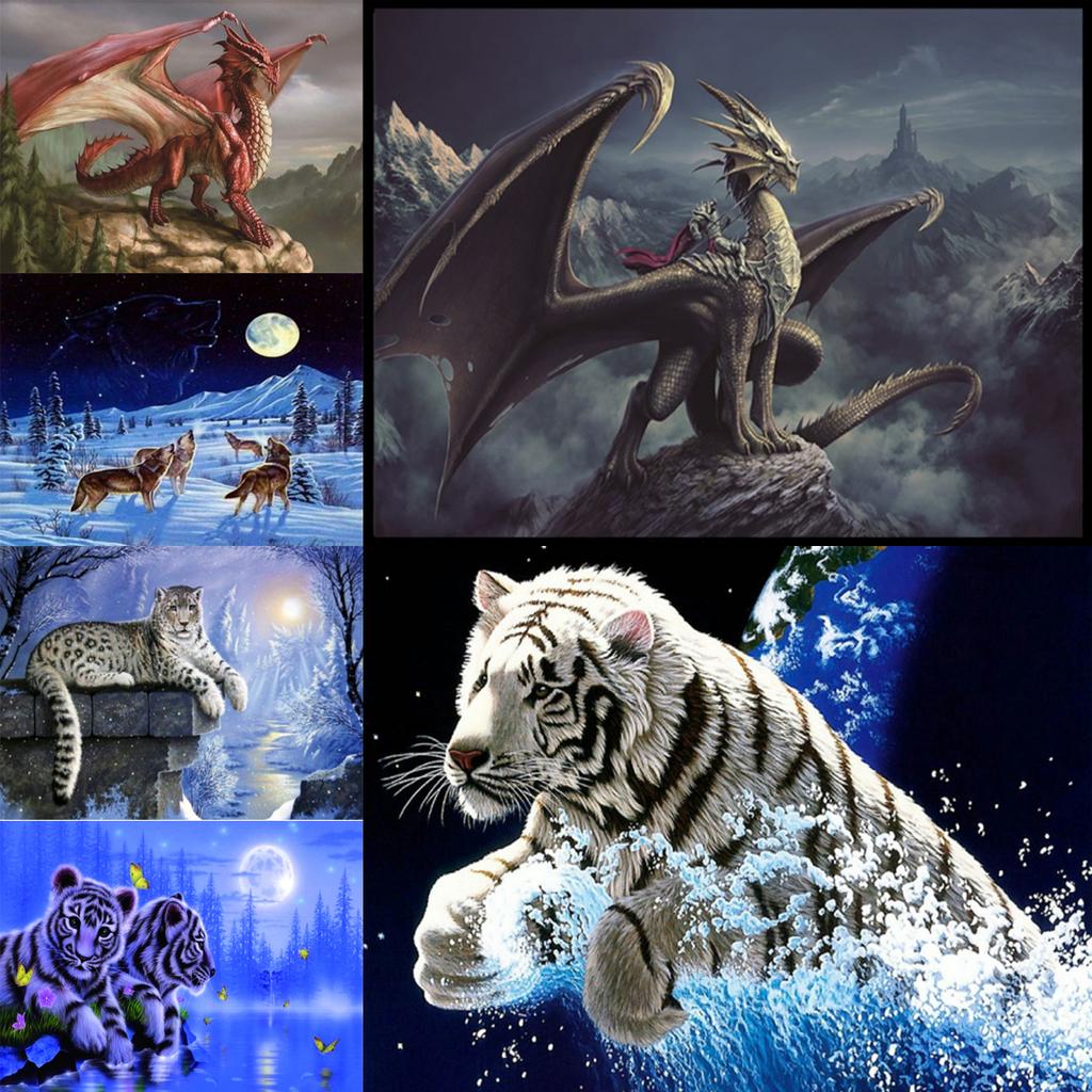 5D Diamond Painting Diy Cartoon Animal Handmade Round Diamond Embroidered Mosaic Pattern Home Living Room Decoration Gift