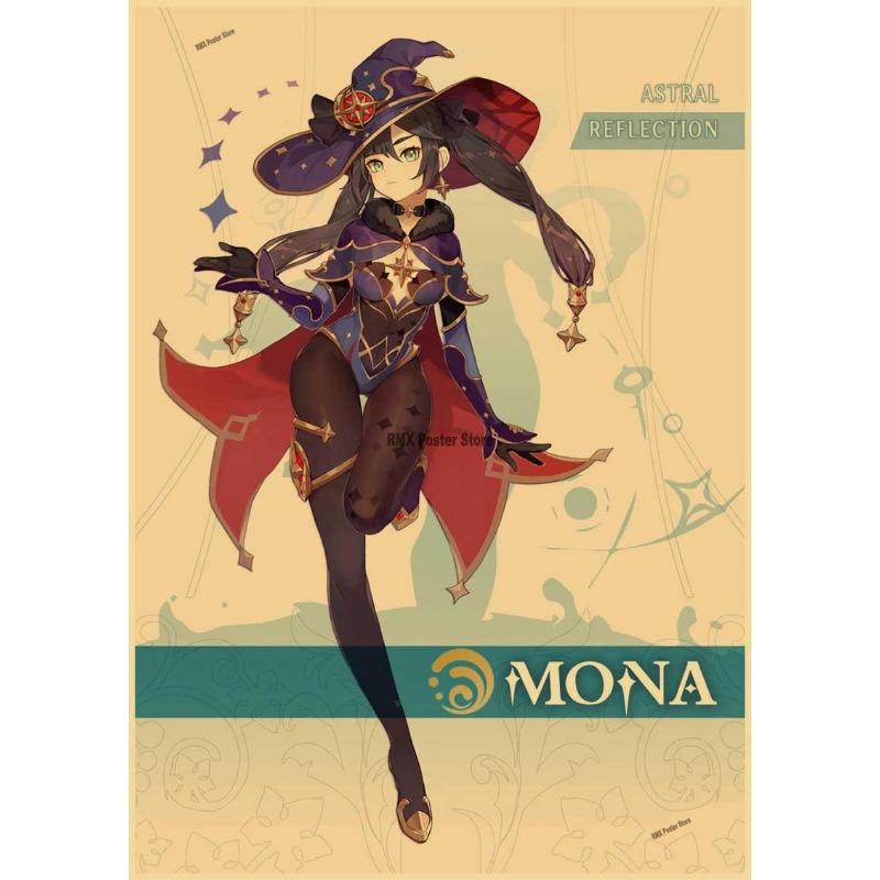 Genshin Impact Cartoon Character Posters Kraft Paper Prints Home Room Decor Study Bedroom Bar Cafe Wall Paintings Wall Stickers