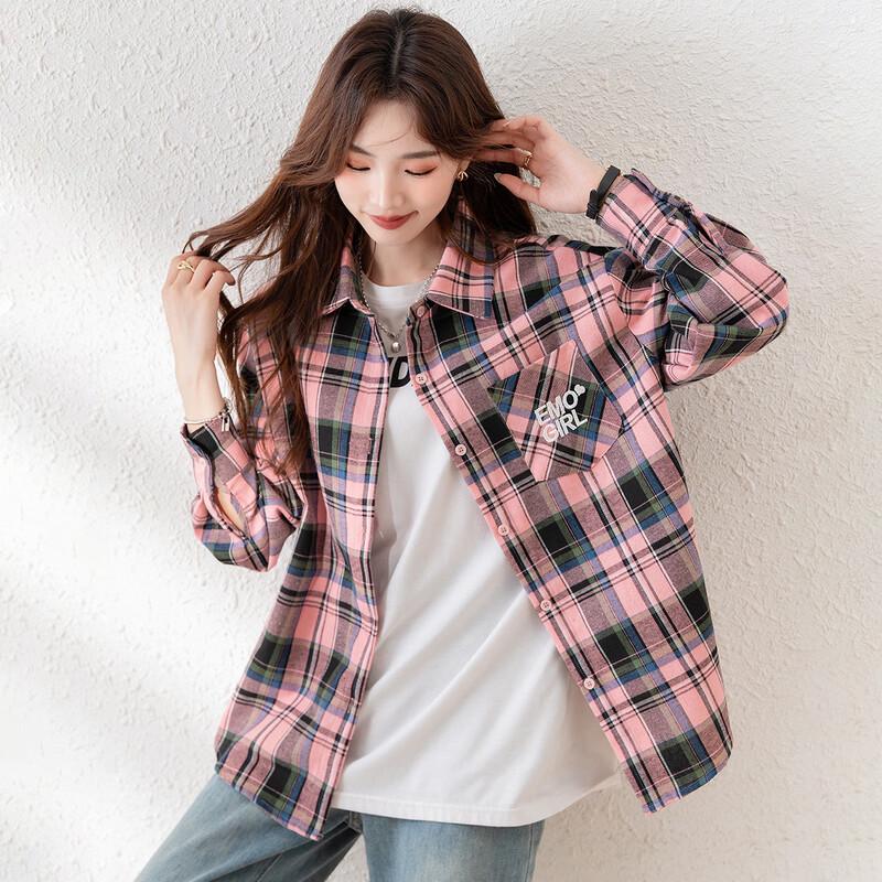 TonLion Women's Autumn Casual Plaid Shirt