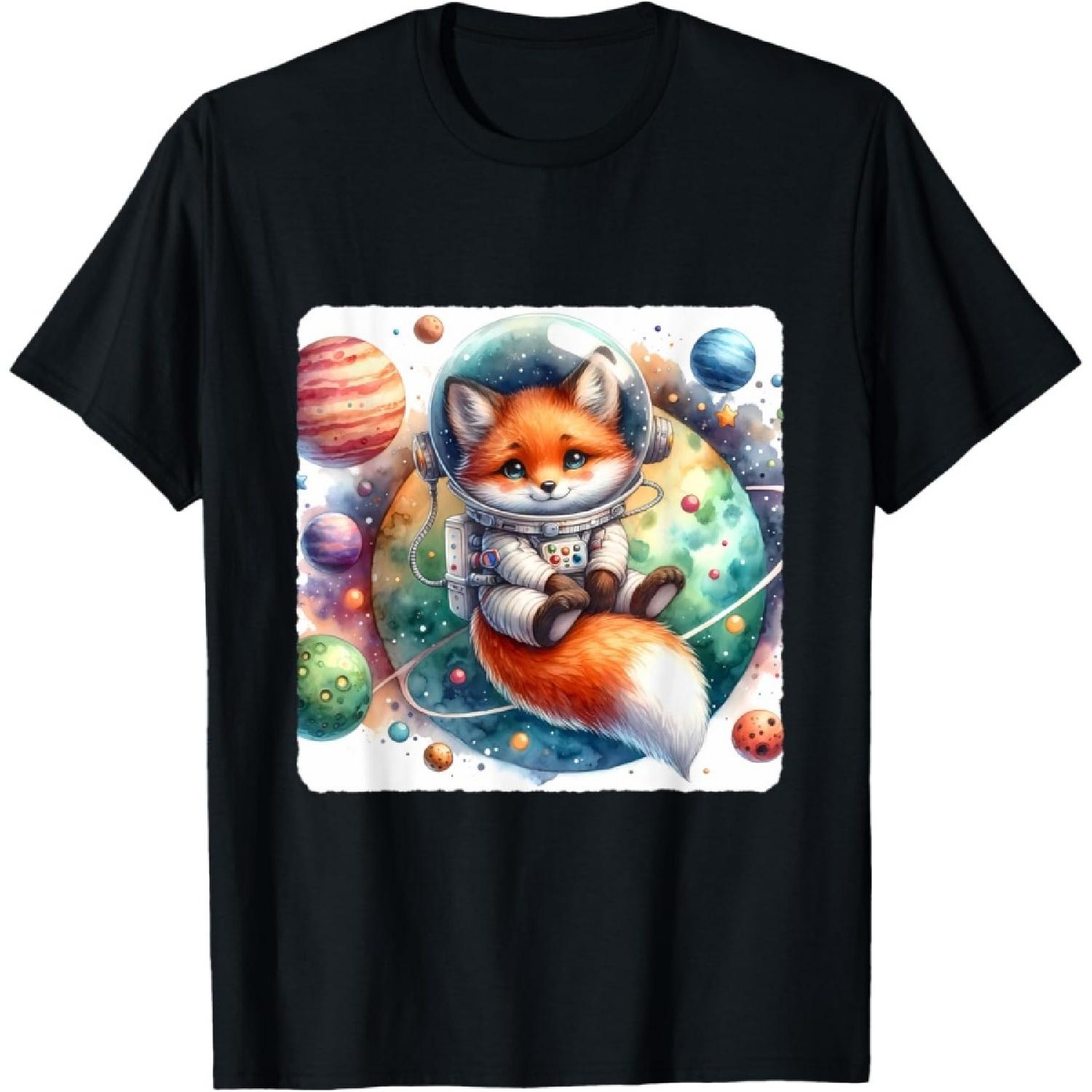

Fox Astronaut Floating In Space With Planets And Stars XXXXXL чорний