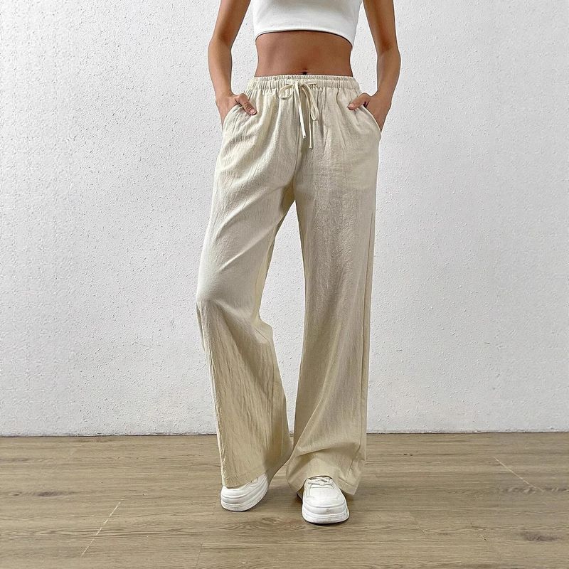 New Arrival Europe and America Cross Border Straight-leg Loose Casual Trousers Loose Casual Trousers Mid Waist Pure Color All-Match Wide Leg Pants