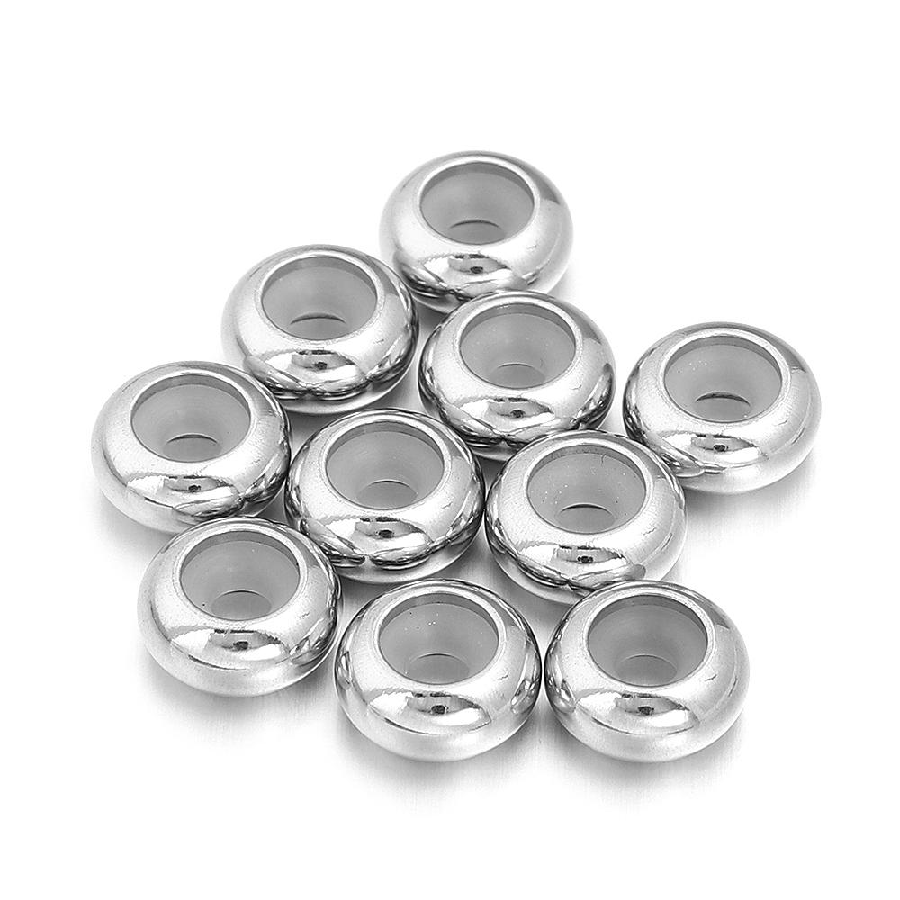 

10pcs/lot Stainless Steel Crimp End Beads Stopper Spacer Beads With Rubber Silicone For DIY Bracelet Jewelry Making Supplies 6mm