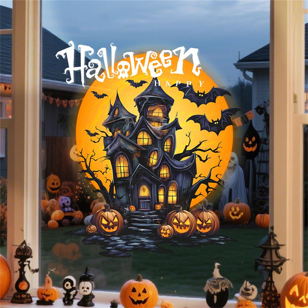 Halloween Decorative Window Stickers, Cute  Pumpkin Glass Stickers, Window Dressing, Festive Atmosphere